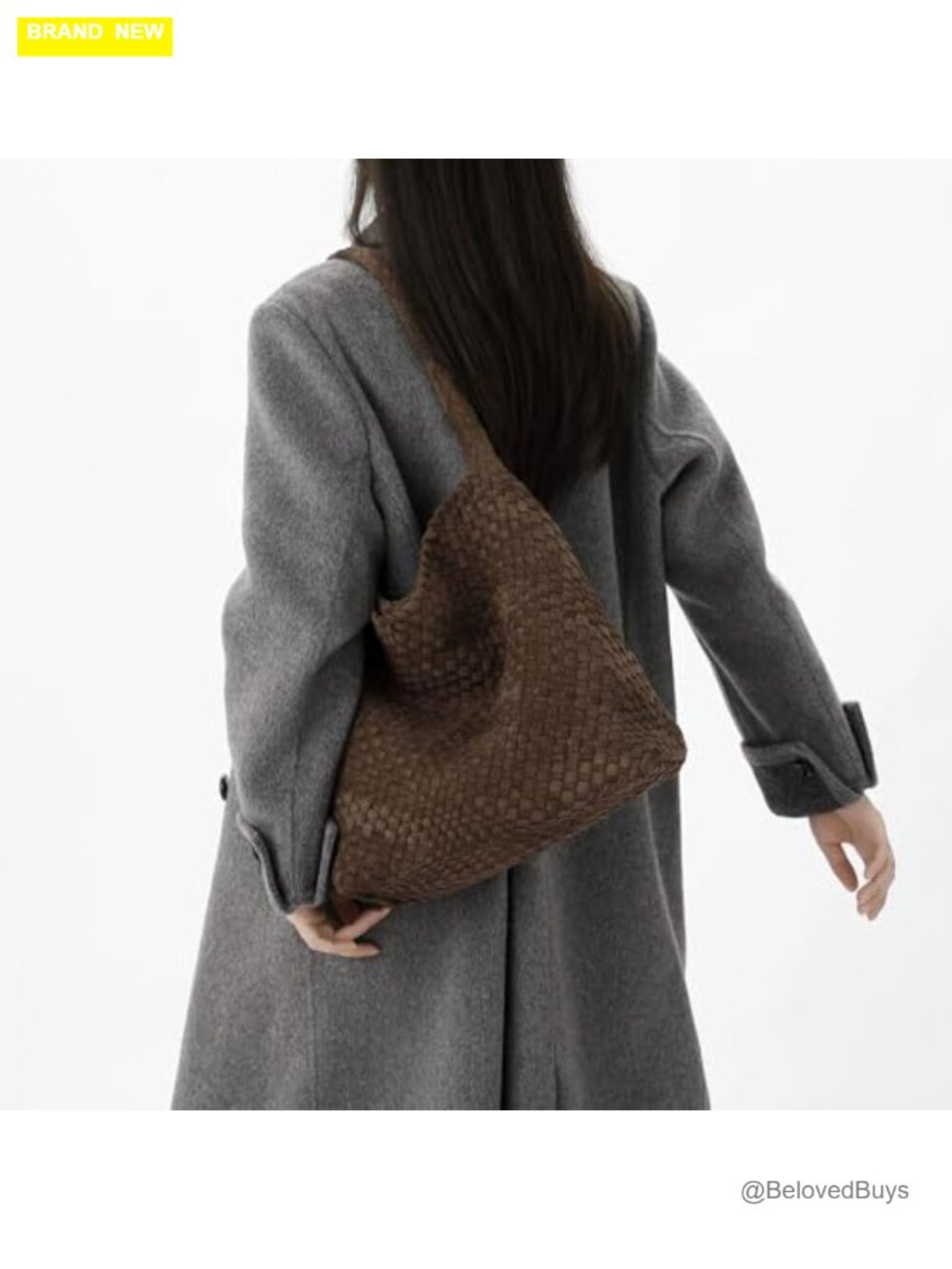 Handwoven Faux Suede Tote Bag with Magnetic Clasp, Beach Hobo, Satchel Purse Set - Picture 2 of 7